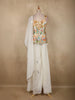 Ivory Embroidered Animal Printed Georgette Palazzo Suit