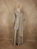 Ivory Floral Beads Embroidered Design Organza Palazzo Suit with Dupatta