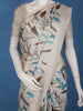Ivory With Blue Floral Design Printed Semi Tussar Saree