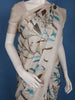 Ivory With Blue Floral Design Printed Semi Tussar Saree