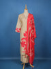 Ivory  Floral Design Tussar Silk Salwar Suit