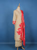 Ivory  Floral Design Tussar Silk Salwar Suit