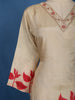 Ivory  Floral Design Tussar Silk Salwar Suit