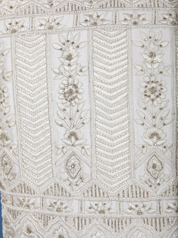 Ivory Floral Designed Cotton Sherwani Suit - Diadem
