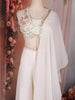 Ivory Floral Embellished Design Georgette Indo Western Palazzo Suit with Dupatta