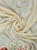 Ivory Floral Embroidered Banarasi Silk Saree