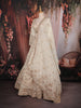Ivory Floral Embroidered Bridal Raw Silk Lehenga