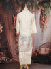 Ivory Floral Embroidered Cotton Salwar Suit