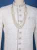 Ivory Floral Embroidered Cotton Sherwani Suit - Diadem