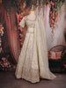 Ivory Floral Embroidered Design Tissue Silk Lehenga With Dupatta