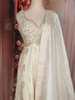 Ivory Floral Embroidered Design Tissue Silk Palazzo Suit with Dupatta
