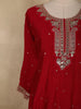 Red Embroidered Georgette Salwar Suit for Women
