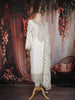 Ivory Floral Embroidered Georgette Straight Cut Salwar Suit with Dupatta