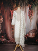 Ivory Floral Embroidered Georgette Straight Cut Salwar Suit with Dupatta