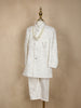 Ivory Floral Embroidered Kids Georgette Sherwani Set
