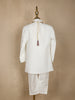 Ivory Floral Embroidered Kids Georgette Sherwani Set