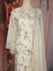 Ivory Floral Embroidered Organza Straight Cut Salwar Suit with Dupatta