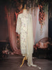 Ivory Floral Embroidered Organza Straight Cut Salwar Suit with Dupatta