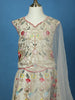 Ivory Floral Embroidered Silk Kids Lehenga With Dupatta