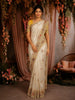 Ivory Floral Embroidered Tissue Organza Saree with Designer Border