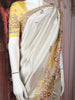 Ivory Floral Embroidered Tissue Organza Saree with Designer Border