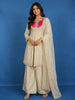 Ivory Floral Embroidered Design Tissue Silk Palazzo Suit