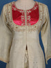 Ivory Floral Embroidered Design Tissue Silk Palazzo Suit