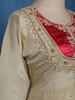 Ivory Floral Embroidered Design Tissue Silk Palazzo Suit