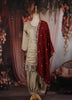 Ivory Floral Embroidered and Stone Embellished Design Georgette Salwar Suit with Contrast Dupatta