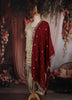 Ivory Floral Embroidered and Stone Embellished Design Georgette Salwar Suit with Contrast Dupatta
