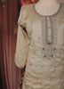 Ivory Floral Embroidered and Stone Embellished Design Georgette Salwar Suit with Contrast Dupatta