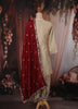 Ivory Floral Embroidered and Stone Embellished Design Georgette Salwar Suit with Contrast Dupatta