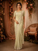 Ivory Floral Heavy Sequins and Beads Embroidered Design Tissue Designer Saree