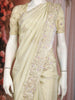 Ivory Floral Heavy Sequins and Beads Embroidered Design Tissue Designer Saree