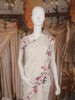 Ivory Floral Printed Chiffon Saree with Scallop Floral Border