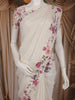 Ivory Floral Printed Chiffon Saree with Scallop Floral Border