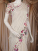 Ivory Floral Printed Chiffon Saree with Scallop Floral Border