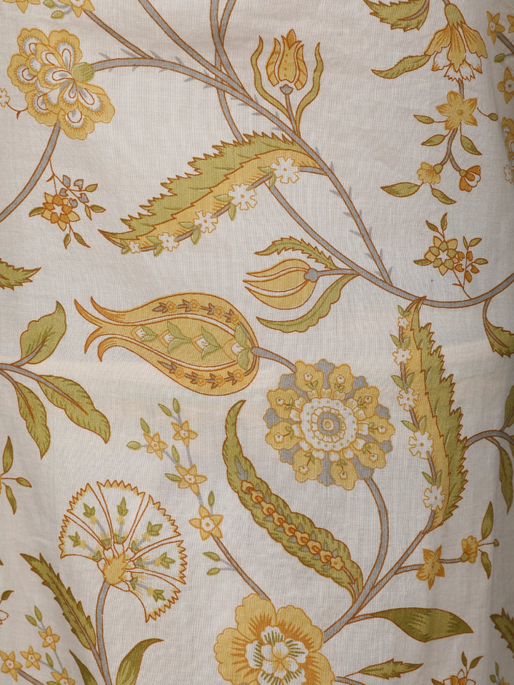 Ivory Floral Printed Cotton Salwar Suit - Diadem