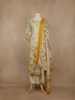 Ivory Floral Printed Cotton Salwar Suit With Dupatta