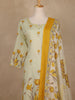 Ivory Floral Printed Cotton Salwar Suit With Dupatta