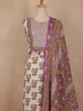 Ivory Floral Printed Design Cotton Straight Cut Salwar Suit