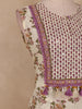 Ivory Floral Printed Design Cotton Straight Cut Salwar Suit