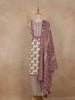 Ivory Floral Printed Design Cotton Straight Cut Salwar Suit