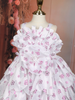 Ivory Floral Printed Design Shimmer Layered Party Wear Kids Frock