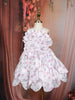 Ivory Floral Printed Design Shimmer Layered Party Wear Kids Frock