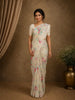 Ivory Floral Printed Georgette Saree
