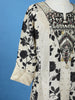 Ivory Floral Printed Kids Cotton Gown With Embroidered Yoke
