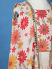 Ivory Floral Printed Kids Palazzo Suit With Cape Jacket
