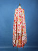 Ivory Floral Printed Kids Palazzo Suit With Cape Jacket
