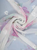 Ivory Floral Printed Synthetic Saree With Thread Embroidered Border - Diadem
